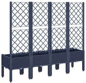 Vaso/floreira de jardim c/ treliça 160x40x142 cm PP cinzento azul