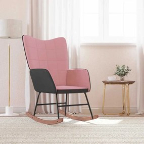 vidaXL Cadeira de baloiço PVC e veludo rosa