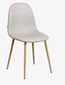 Pack De 2 Cadeiras De Jantar Glamm Madeira Natural & Couro Sintético Toupeira Claro & Polipiel - Sklum