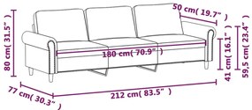 Sofá de 3 lugares 180 cm veludo preto