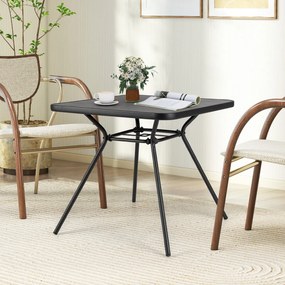 Mesa de jantar para jardim 80 x 80 x 72,5 cm com orifício para guarda-sol de 4 cm e tampo com placa DPC para jardim, varanda, piscina, preta