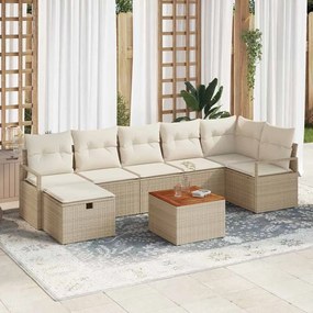 Conjunto de Sofás de Jardim vidaXL de 8 Peças com Almofadas Bege em Rattan