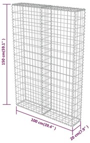 Muro gabião com tampas aço galvanizado 100x20x150 cm