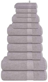 vidaXL 12pcs Conjunto toalhas banho 360 gsm 100% algodão cinza