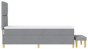 Cama Box com Colchão e Banco Cinza Claro 80x200 cm Tecido