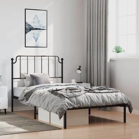 vidaXL Estrutura de cama com cabeceira 100x190 cm metal preto