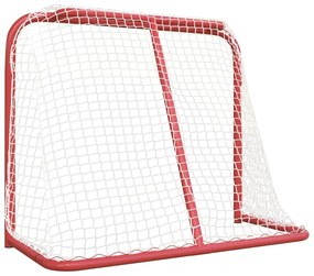 Baliza de hóquei 183x71x122 cm poliéster vermelho e branco