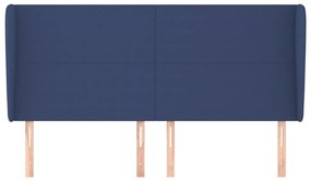 Cabeceira de cama c/ abas tecido 203x23x118/128 cm azul