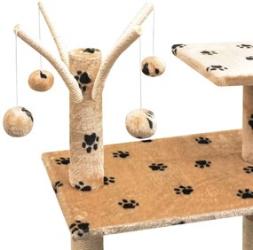 Árvore para gatos c/ postes arranhadores sisal 125 cm bege