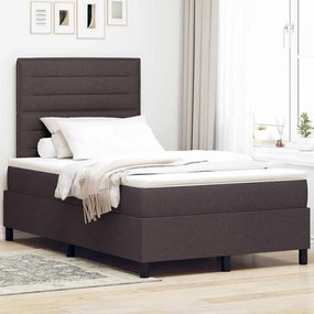vidaXL Cama Box com colchão Castanho escuro 120 x 190 cm tecido
