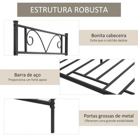 Estrutura de Cama Individual de Metal 31cm para Colchão 90x190cm com C