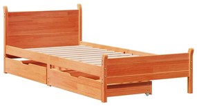 Cama sem colchão 90x190 cm madeira de pinho maciça castanho-mel
