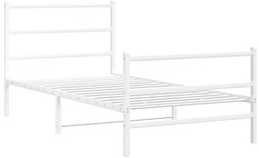 Estrutura de cama com cabeceira e pés 100x200 cm metal branco