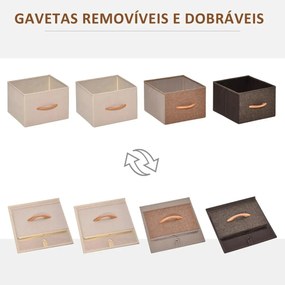 Cómoda de Tecido com 4 Cestos Removíveis e Dobráveis Base Elevada Móvel de Armazenamento para Dormitório Sala de Estar 31x29x99cm Multicor