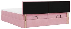 Estrutura de cama otomana com colchões 180x200 cm veludo rosa