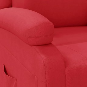 Poltrona reclinável couro artificial vermelho