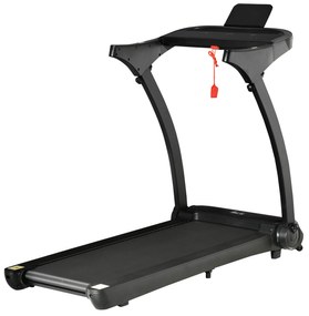 HOMCOM Passadeira de Correr e Andar Dobrável com 12 Programas Velocidade até 14km/h Tela LCD Pulsômetro Superfície 122x41cm e Rodas de Transporte 153x77x124cm Preto