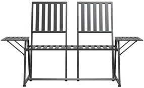 Banco de jardim de 2 lugares 165 cm aço preto