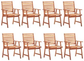 Cadeiras de jantar p/ jardim 8 pcs c/ almofadões acácia maciça