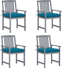 vidaXL Cadeiras de jardim com almofadões 4 pcs acácia maciça cinza