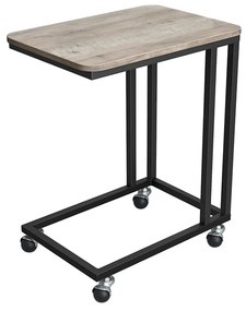 Mesa auxiliar elegante com estrutura de aço e rodas | VASAGLE | 50 x 35 x 59,5 cm | preto | LNT050B02.