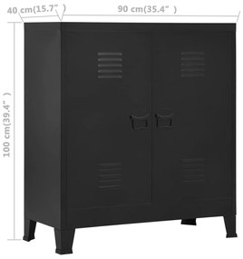Aparador de arrumação industrial 90x40x100 cm aço preto