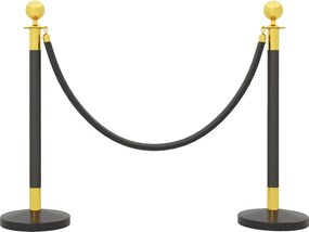 Postes Separadores em Aço Inoxidável 2 Unidades 96 cm de Altura Base Recarregável com Água 2 Cordas de Veludo Preto de 1,5 m para Teatro Festa Casamen