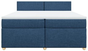 Cama com molas/colchão 200x200 cm tecido azul
