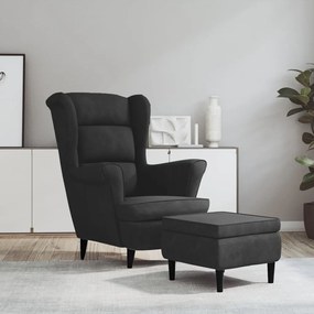 vidaXL Poltrona de descanso com banco veludo cinzento-escuro
