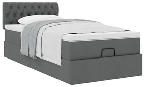 Estrutura cama otomana colchão 90x190 cm tecido cinzento escuro