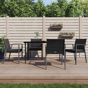 vidaXL Cadeiras jardim c/ almofadões 4 pcs 56,5x57x83 cm vime PE preto