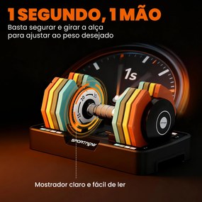 Haltere Ajustável 5 em 1 de 5 a 25 kg com Base de Armazenamento e Pega Antideslizante para Casa Ginásio Multicolor