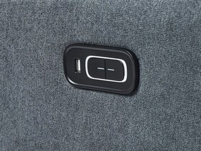 Sofá de canto reclinável elétrico e porta USB em tecido cinzento escuro ROKKE Beliani