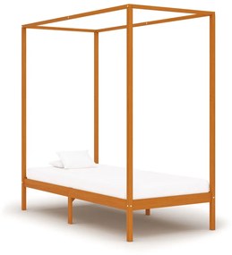vidaXL Estrutura de cama com toldo 90x200 cm pinho maciço castanho mel