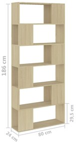 Estante/divisória 80x24x186cm contraplacado cor carvalho sonoma