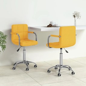 vidaXL Cadeiras de jantar giratórias 2 pcs tecido amarelo mostarda