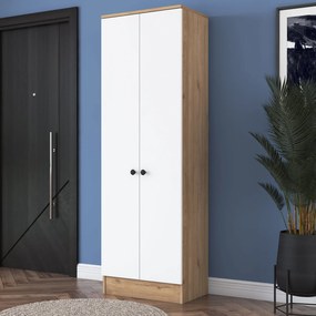 Roupeiro P6 – Nogueira e Branco – 59,8x182,8x37,5 cm