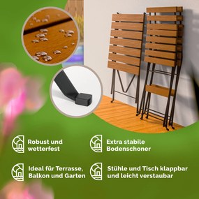 Conjunto de jardim de 3 peças em madeira de acácia com certificação FSC® Castanho