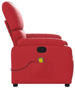 Poltrona de massagens reclinável couro artificial vermelho