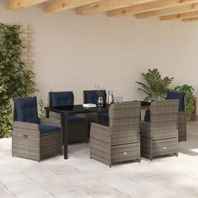 Conjunto de Jantar de Jardim 7 Peças Cinza Polyrattan