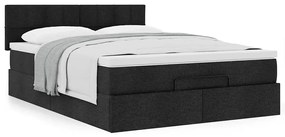 Cama otomana com colchão 140x190 cm tecido preto