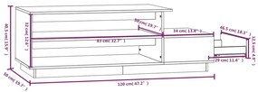 Mesa de centro 120x50x40,5 cm madeira de pinho maciça branco