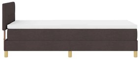 Cama Box Spring com Colchão &amp; LED Castanho Escuro 100x200 cm Tecido