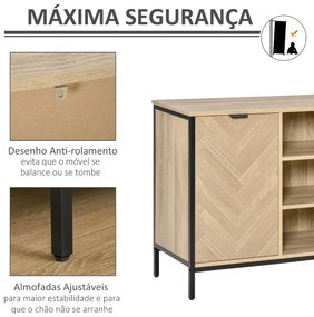 Aparador de Cozinha com 2 Portas Prateleiras Ajustáveis e 3 Compartimentos Abertos Móvel Auxiliar para Sala de Jantar e Sala de Estar 120x39,2x76cm