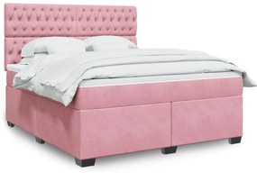 vidaXL Cama com molas/colchão 180x200 cm veludo rosa