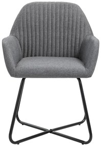 Cadeiras de jantar 2 pcs tecido cinzento-escuro