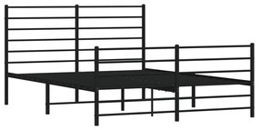Estrutura de cama com cabeceira e pés 140x190 cm metal preto