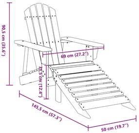 Cadeira adirondack com otomana madeira de abeto maciça amarelo