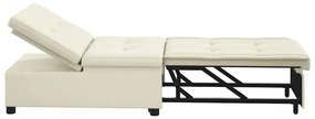 Sofá-Cama 3 em 1 Pull-Out Creme Veludo
