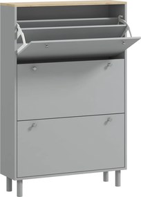 HOMCOM Móvel para Sapatos 24 Pares com 3 Gavetas Basculantes e Prateleiras Ajustáveis 80x23,5x121cm Cinza | Aosom Portugal